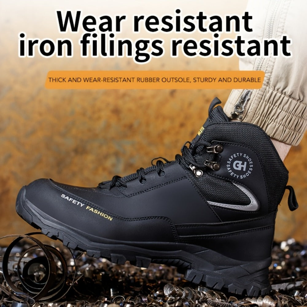 Men's Lace-Up Work-Style Shoes - Reinforced Toe and Rubber Sole