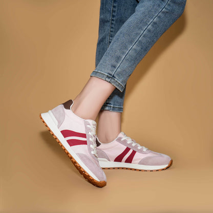 Women's Genuine Leather Chunky Lug Sole Lace Up Running Shoes Casual Designed Fashion Sporty Sneakers AA1127n