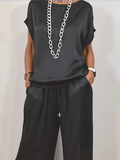 Spring/Summer New Trendy Loose Shirt, Wide Leg Pants, Casual Set