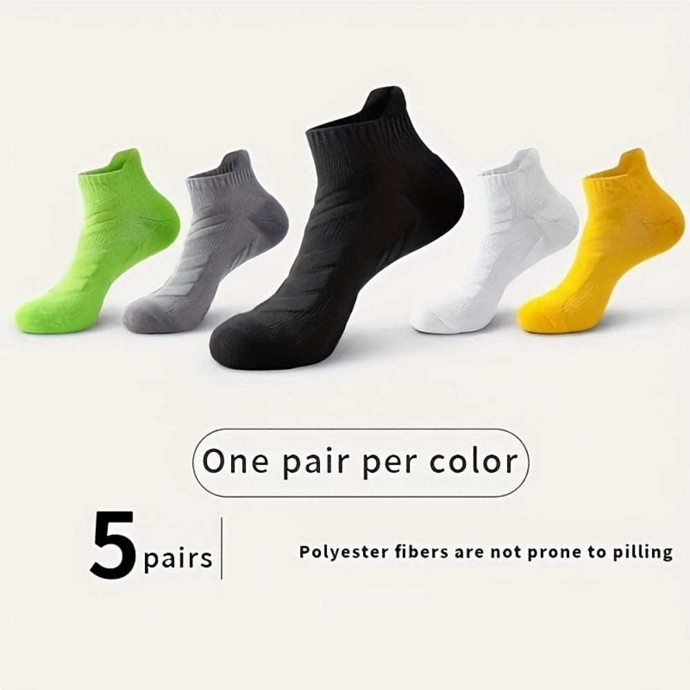 Men's Cushioned Basketball Ankle Socks - 5-Pair Pack