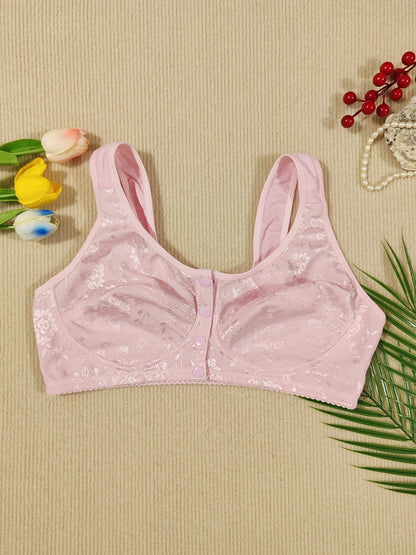 3pcs Valentine's Day Special Comfort Lace Bralettes for Women - Wireless, Front Closure, No Padding, Lightweight & Breathable - Perfect for Moms & Grandmothers