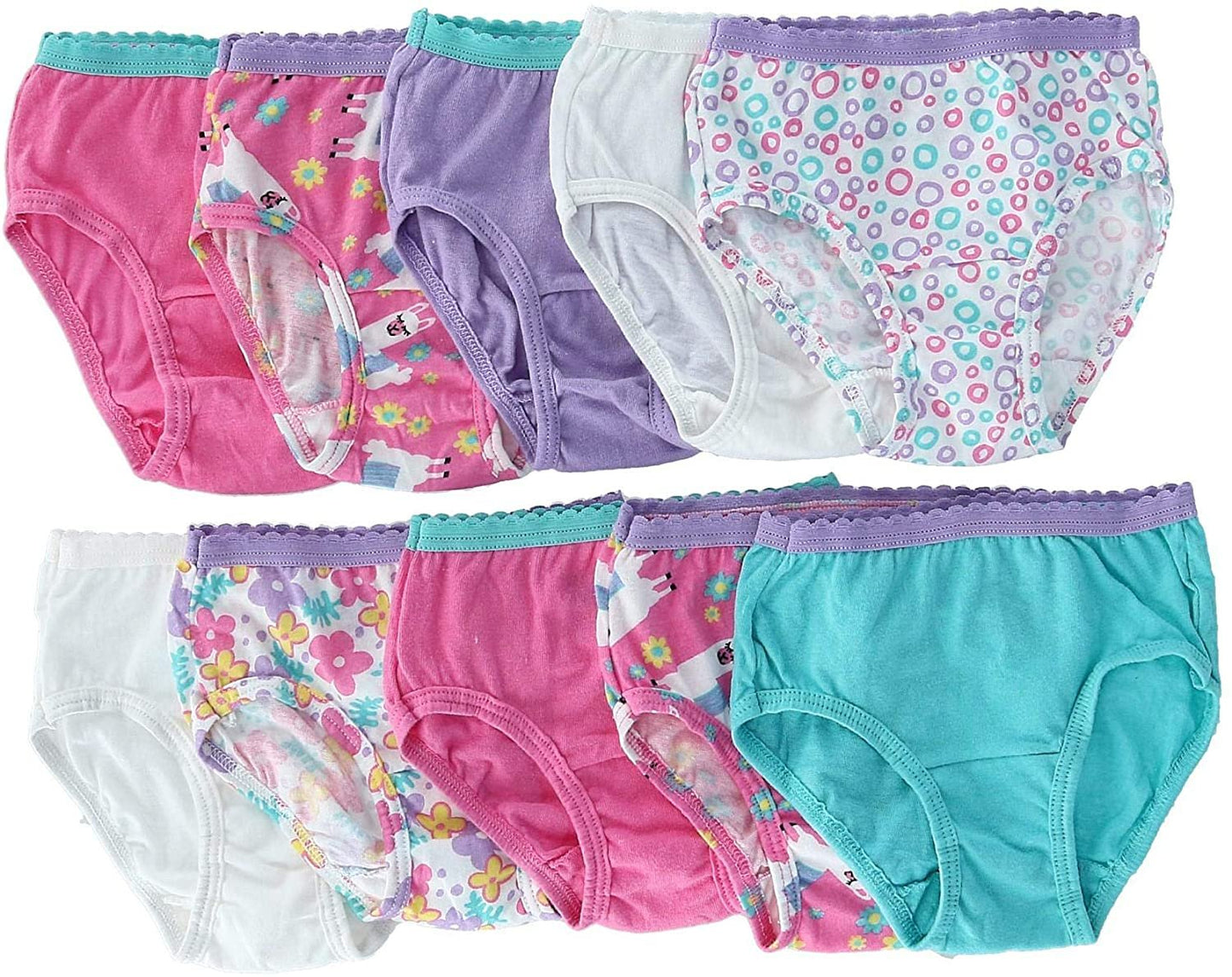 Fruit of the Loom Toddler Girls 10 Pack Assorted Cotton Brief Underwear Sizes 2T/3T and 4T/5T