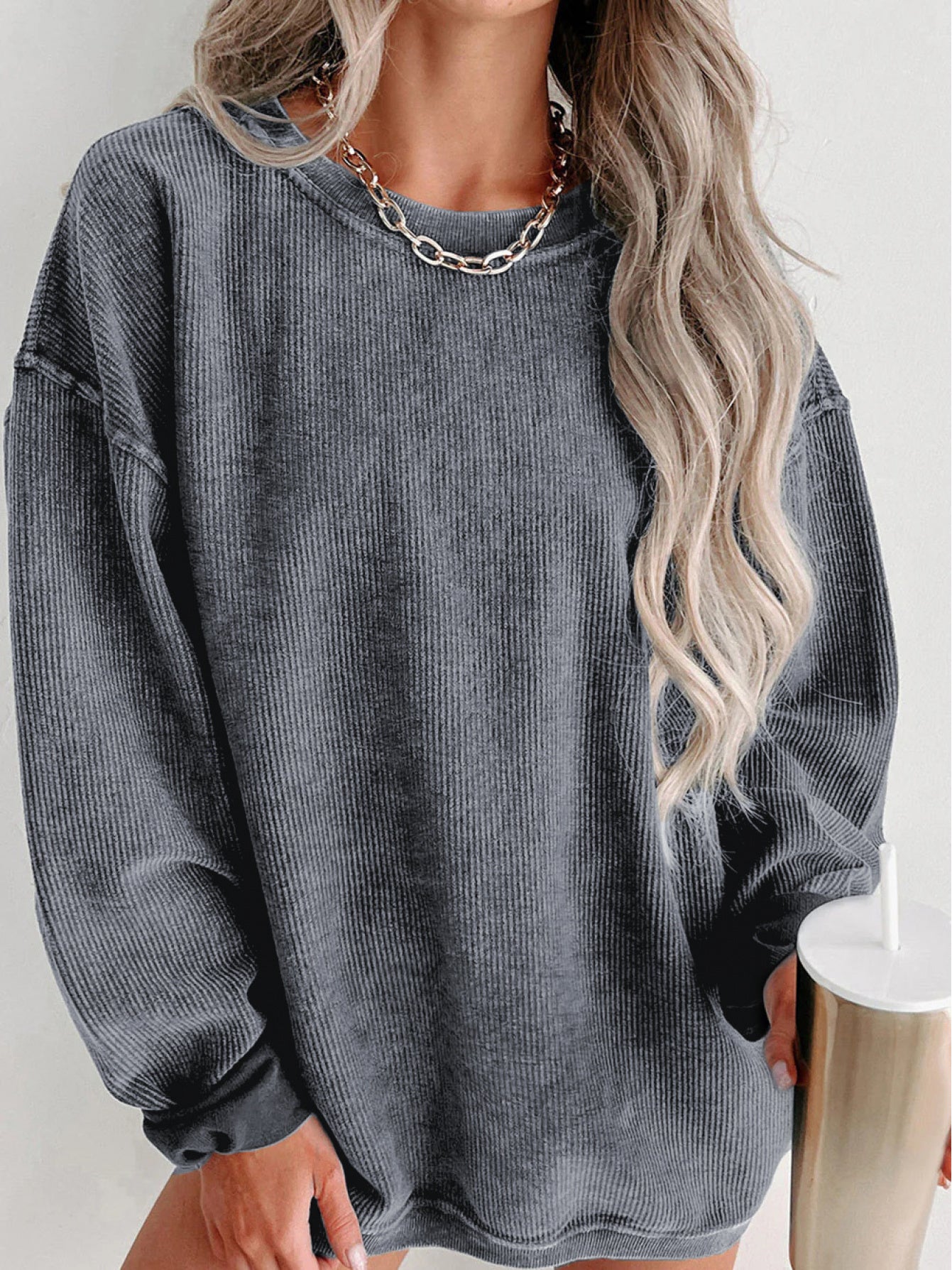 Women's Pink Lace Long-Sleeve Sweatshirt - product view 18