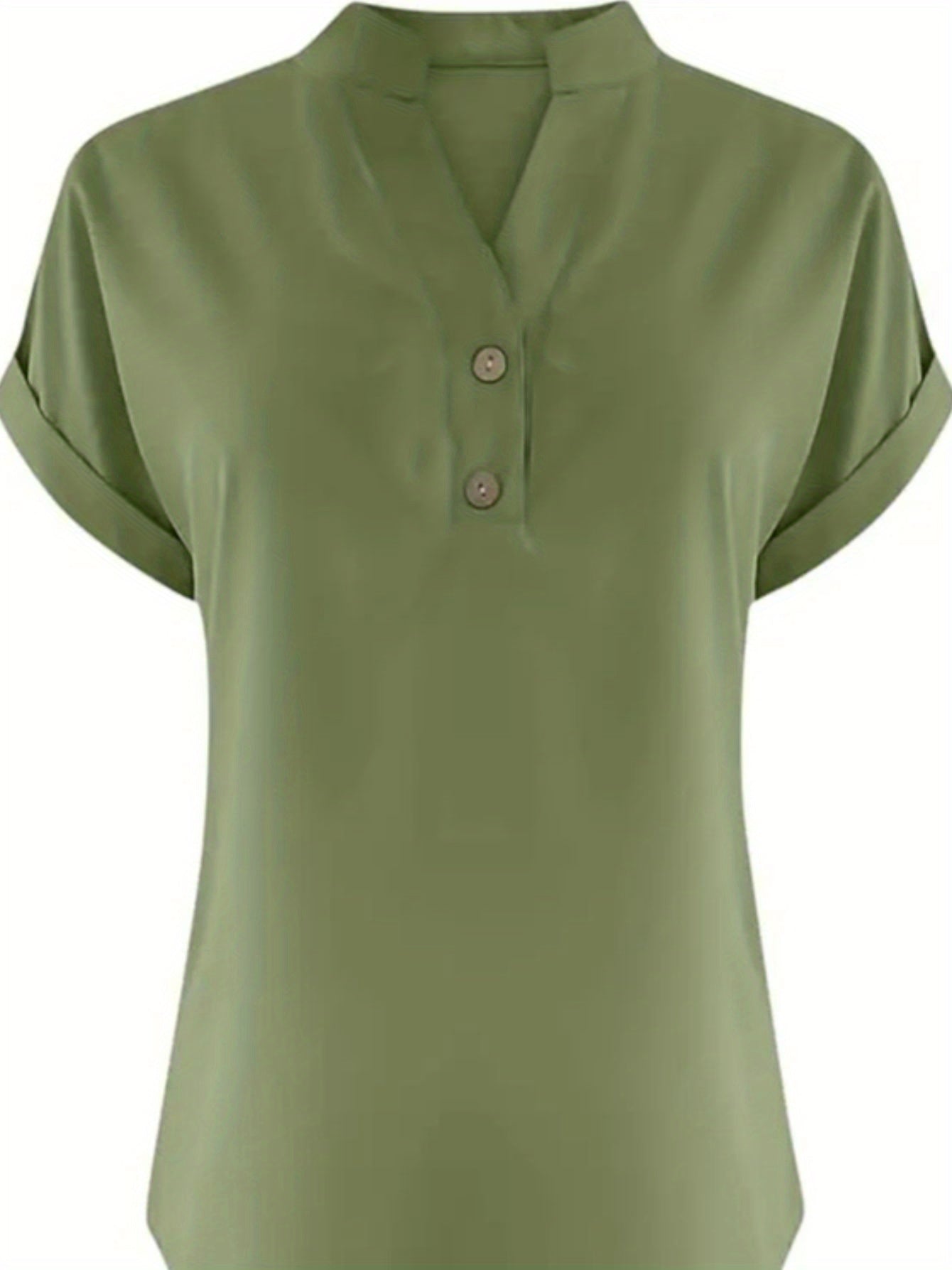 ZOELNIC Women's V-Neck Button-Front Placket T-Shirts - Short Sleeve Casual Summer Tops, Breathable Daily Wear Shirts Suitable for Spring/Summer, Solid Color Casual Wear, Machine Washable (No)