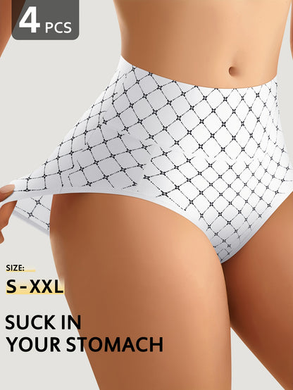4 Pack Women's High Waisted Briefs Full Coverage Soft Stretchy Comfortable Everyday Underwear