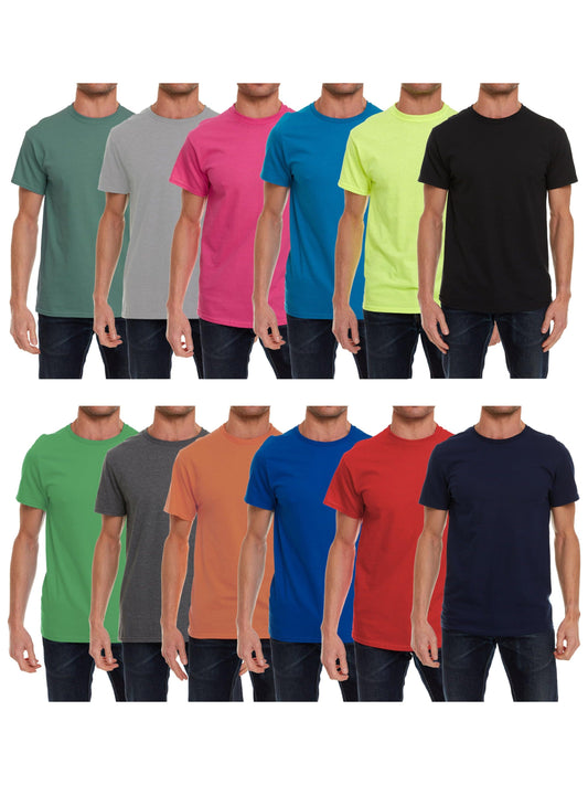 12pcs Cotton Tshirts Mens, Breathable Regular Fit Tee with Smooth Texture, Bulk T-shirt Packs, Multi-Color Assortment for Gym, Outdoor & Casual Wear, All-Season Comfort, Crew Neck