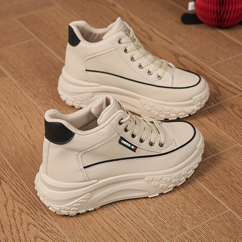 Autumn High Top Shoes Women's New Small White Shoes Casual Women's Shoes Thick Sole Show High Soft Sole Shoes, Women Shoes, Sneakers