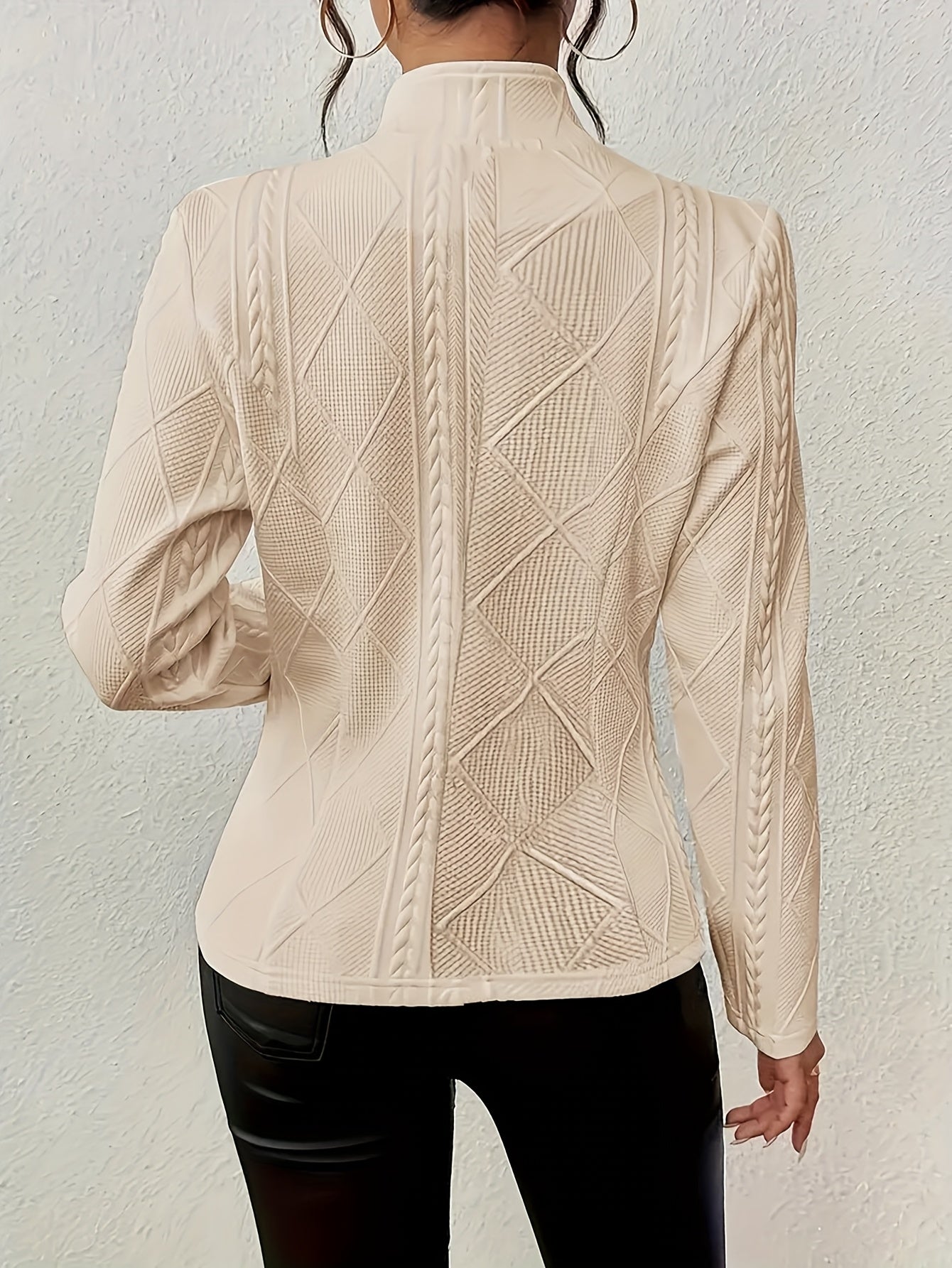 Lady'S Elegant Pink Jacket | Long Sleeves, Single Button, Textured Pattern | Machine Washable | Ideal Choice For Spring And Autumn | Fashionable Casual Coat, Autumn Jacket | Textured Coat | Fashionable Casual Wear