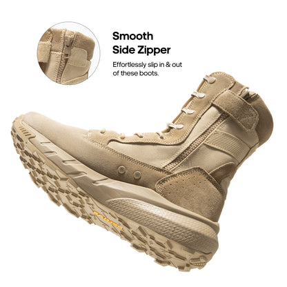 Men's Breathable Zipper Work Boots Side Lightweight Hiking Motorcycle Boots