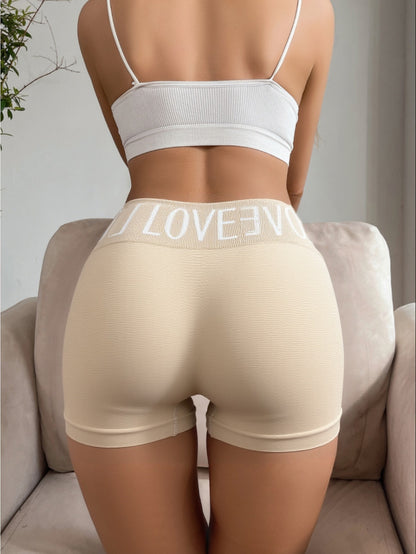 6pcs Ladies Seamless Breathable Hip Lifting Christmas Boxer Pants English Multi-color High Waist Elegant Super Elastic Quadrangle Panties
