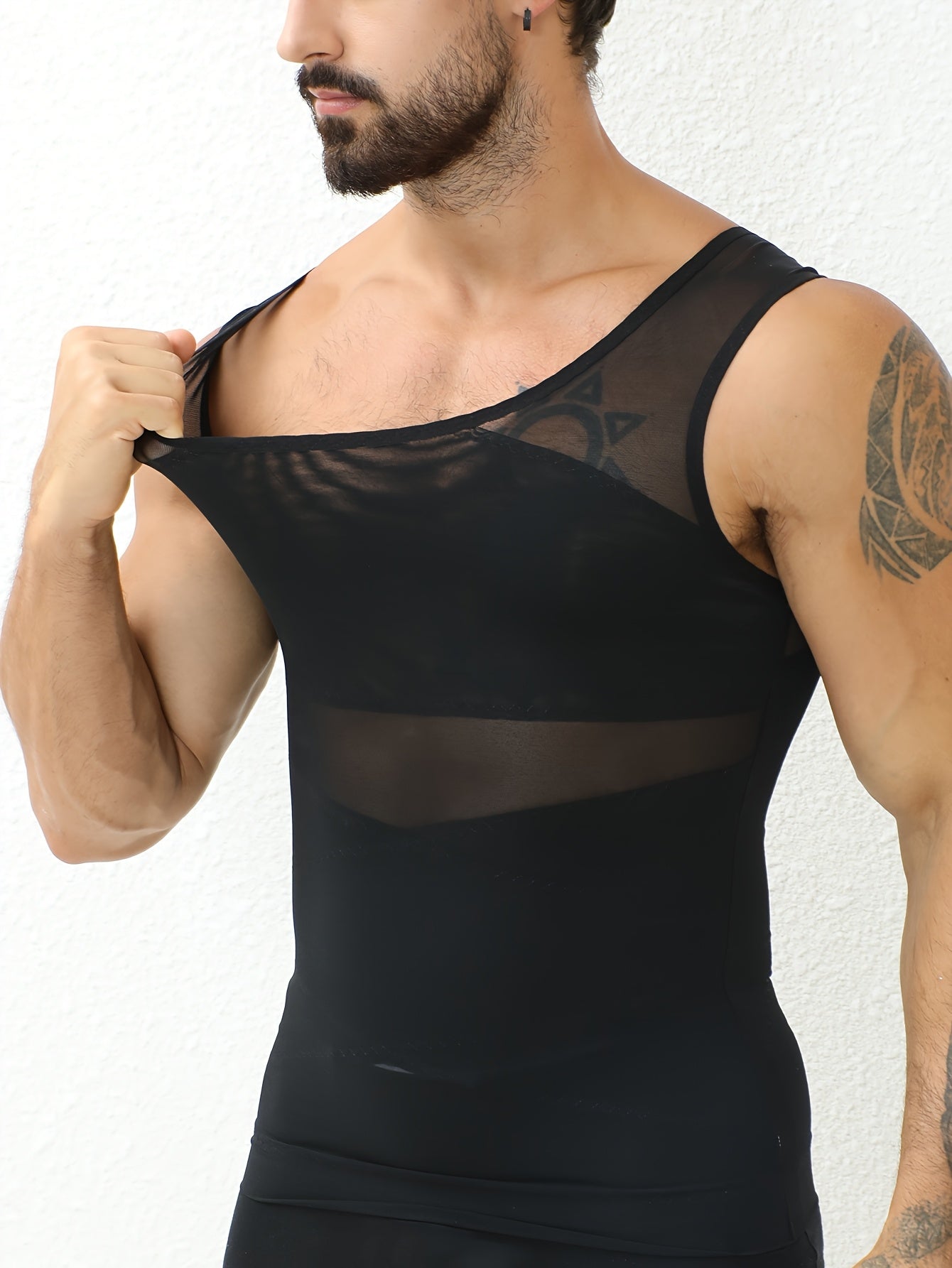 Men'S Compression Vest Shaper for Belly Fat - Ultra-Thin & Breathable Slimming Vest.Post-Surgery Recovery, Seamless Invisible Under Shirt, Cool Workout Body Shaper Formen (Black, Medium)