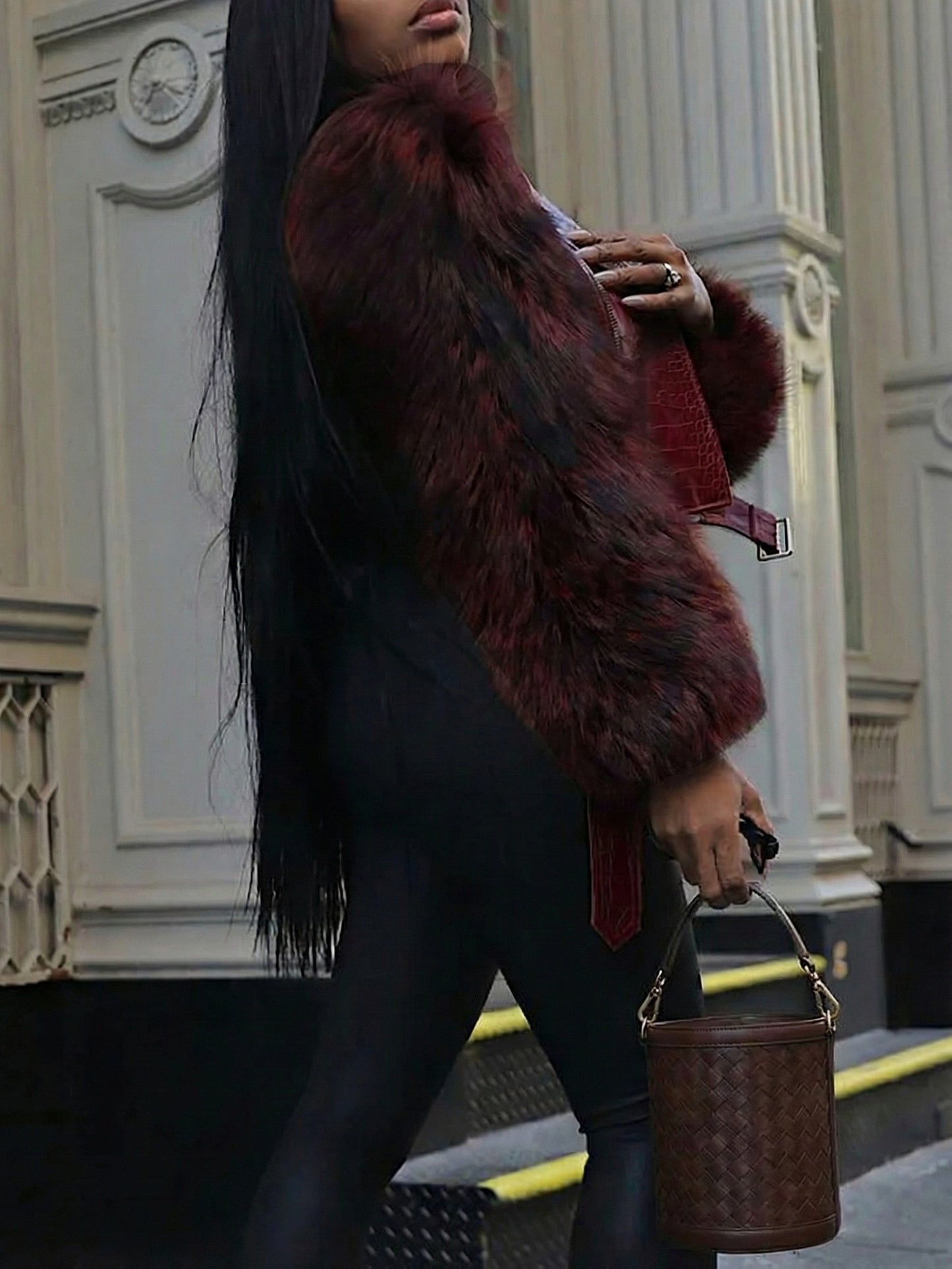 New Women'S Fluffy Faux Leather Short Jacket With, Fashionable, Sexy, Warm Coat, Autumn And Winter Versatile Women'S Faux Leather Jacket