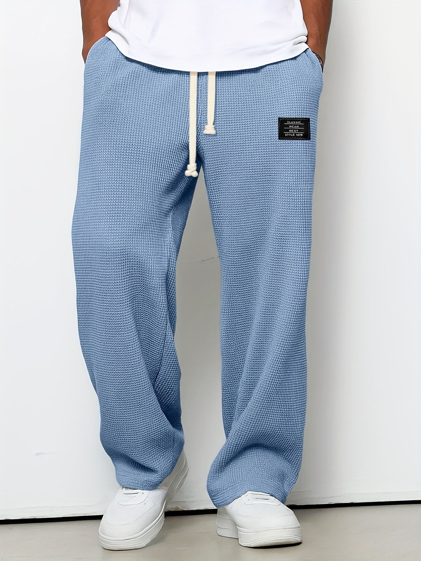 Men's Loose-Fit Wide-Leg & Straight-Leg Sweatpants - Elastic Straight-Leg Trousers with Wide Base, Adjustable Waist, Solid Color Casual Pants Suitable for Spring/Autumn, Machine Washable for Gym,, Casual Attire