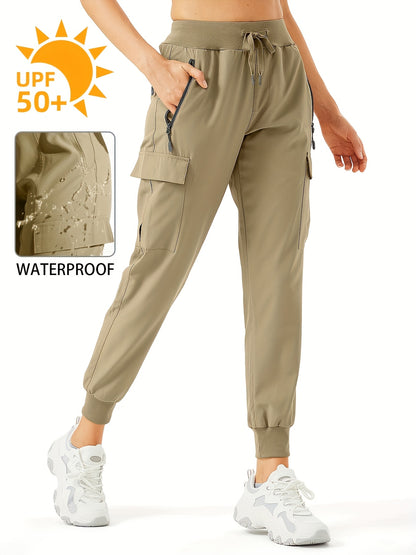 Women'S Cargo Joggers Hiking Pants Lightweight Camping Quick Dry 50+ Zippered Pockets