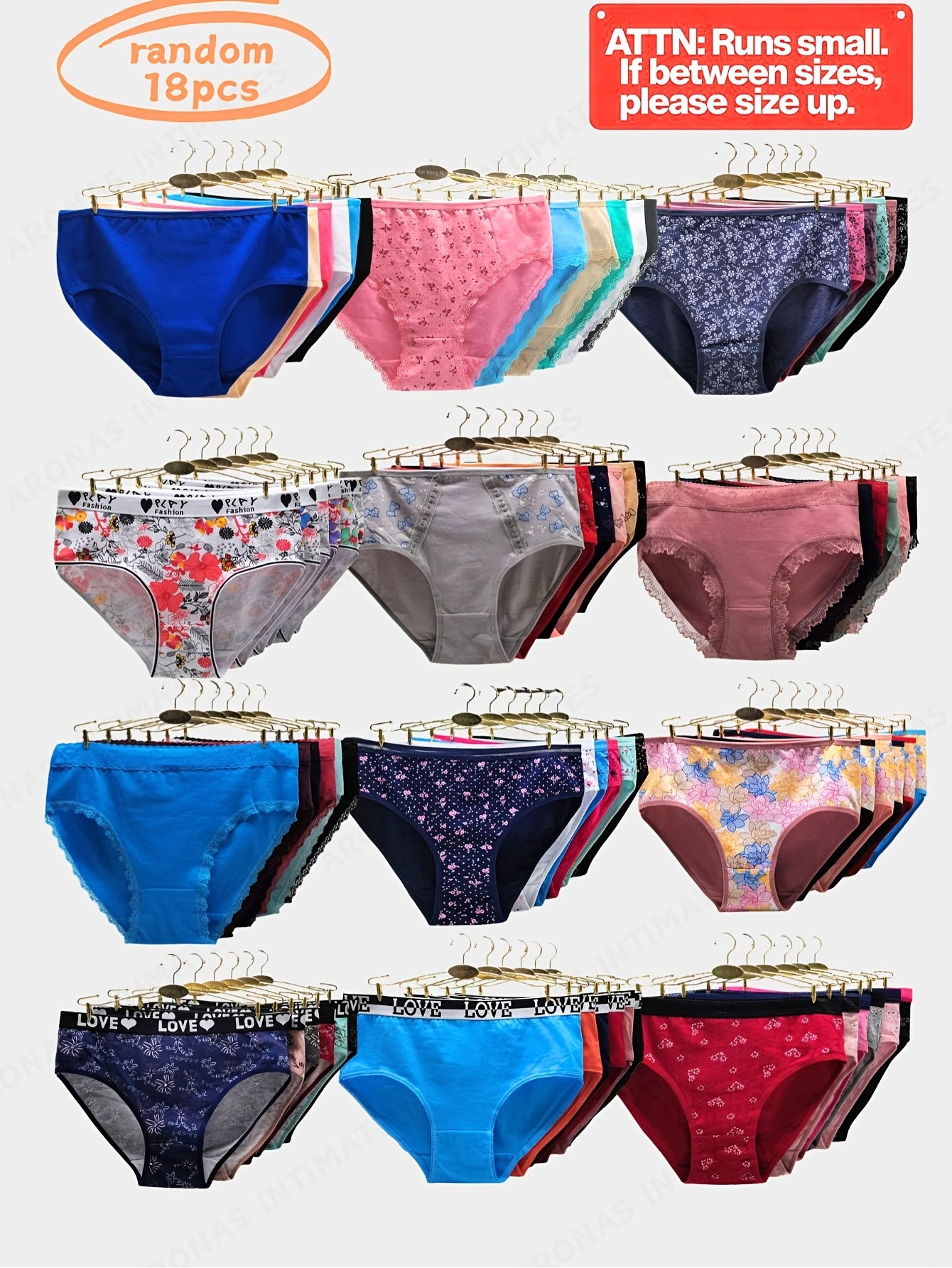18pcs/ Pack Randomly Assorted Lace Women's Plus Size Panties