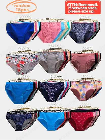 18pcs/ Pack Randomly Assorted Lace Women's Plus Size Panties