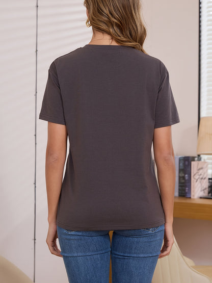 Women'S Short Sleeve Nursing Shirts for Breastfeeding Hidden Zippers Maternity Nursing Tops