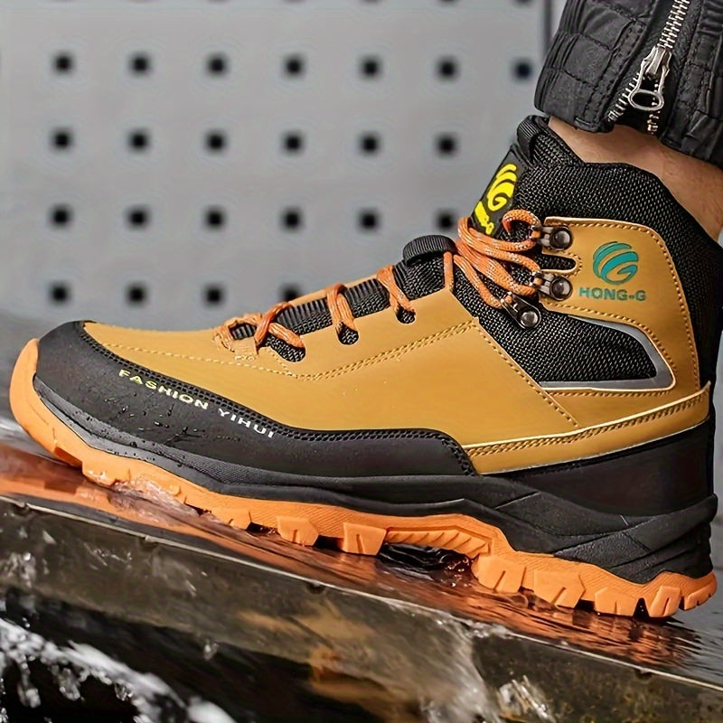 Men'S Durable Footwear Featuring Black And Yellow Design, Resistant to Impacts And Punctures, with Steel Toe