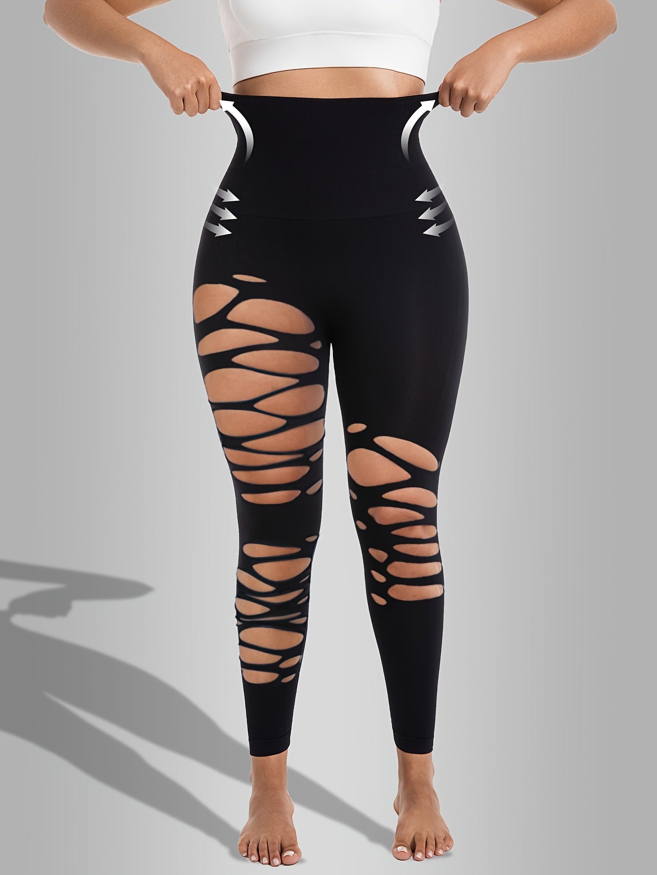 Women's Hollow Out High-Waisted Tummy Control Yoga Leggings - 7/8 Length Butt-Lifting Seamless Workout Pants with 4-Way Stretch, All-Season Casual & Exercise Pants for Women, Yoga Pants, Comfortable Fitness Attire