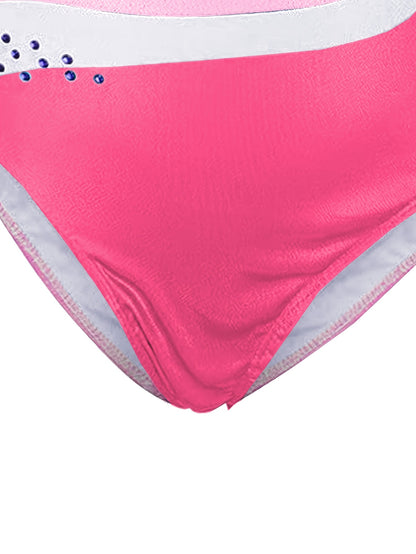 Girls' 3pcs Gymnastics Leotard Set with Geometric Pattern, Long Sleeve Bodysuit & Matching Shorts - Includes Hairband, Stretchy & Breathable Fabric for Dance Training, Perfect for Outdoor, All Seasons, Gift for Back-to-School Season