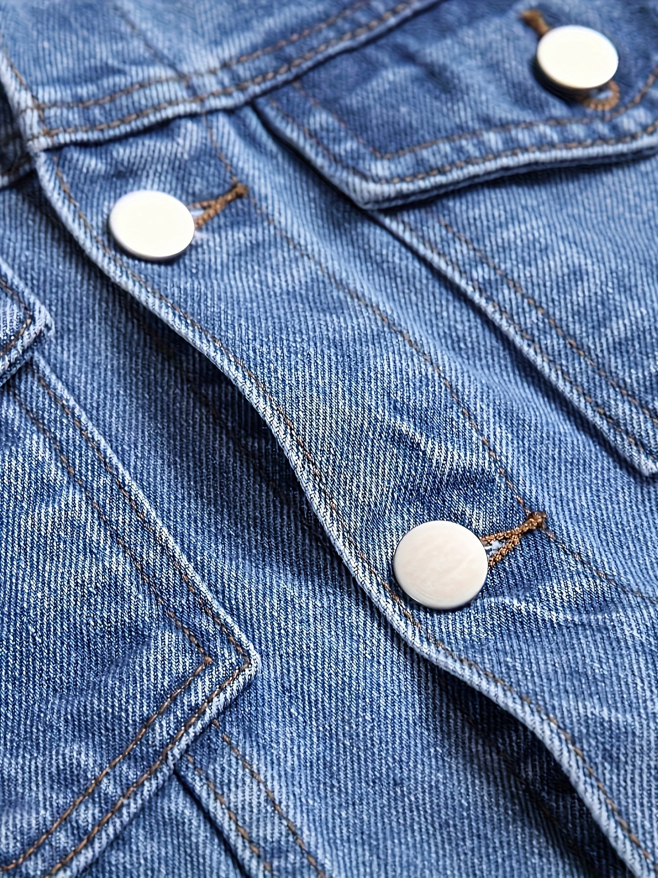 1pc Men'S Casual Denim Jacket, 80% 20%, Solid Color, Lapel Collar, Non-Stretch Woven Fabric, Regular Fit with Pockets