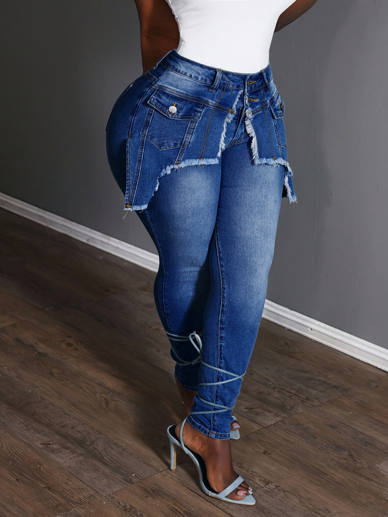 Women'S Plus - Size Skinny High - Waist Jeans for Lifting the Buttocks