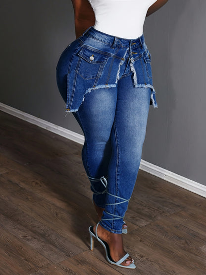 Women'S Plus - Size Skinny High - Waist Jeans for Lifting the Buttocks