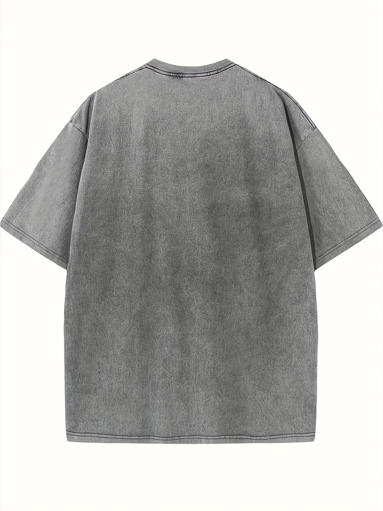 Plus Size, Pattern Printed Women's Retro Washed T-Shirt- 230g Thick, Round Neck Short Sleeve, Retro Street Style, Machine Washable, Spring Summer Casual Wear, Loose Fit T-Shirt