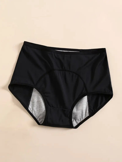 6pcs Plus Size Women'S Leakproof Period Panties - High Waist, Tummy Control, Stretchy Nylon Blend, Solid Color