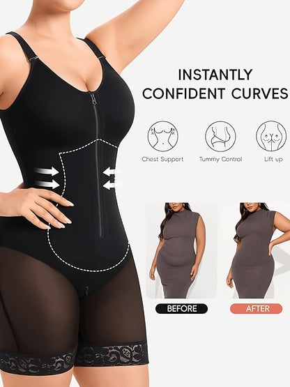 [Women'S Shaping Bodysuit] Women'S Full Body Shapewear Fajas Moldeadoras High Compression Waist Trainer Bodysuit | Tuck-in Waist And Lift Buttocks, Full-body Shaping Garment With Crotch Zipper Butt-lifting And Figure-enhancing Athletic Bodysuit
