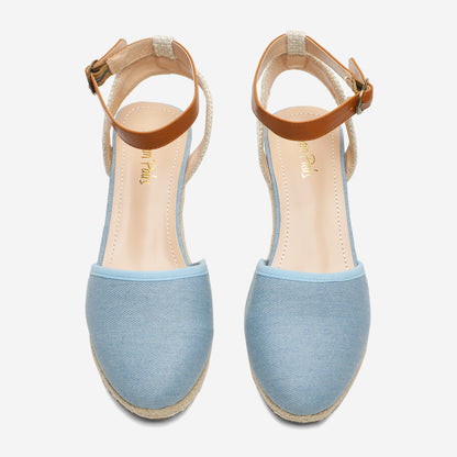 Women's Ankle Strap Closed Toe Espadrille Wedge Heels Sandals, Versatile and Stylish for weddings, shopping, dating, with wrap dresses, jeans, skirts, shorts, jumpsuits, for formal or casual occasions