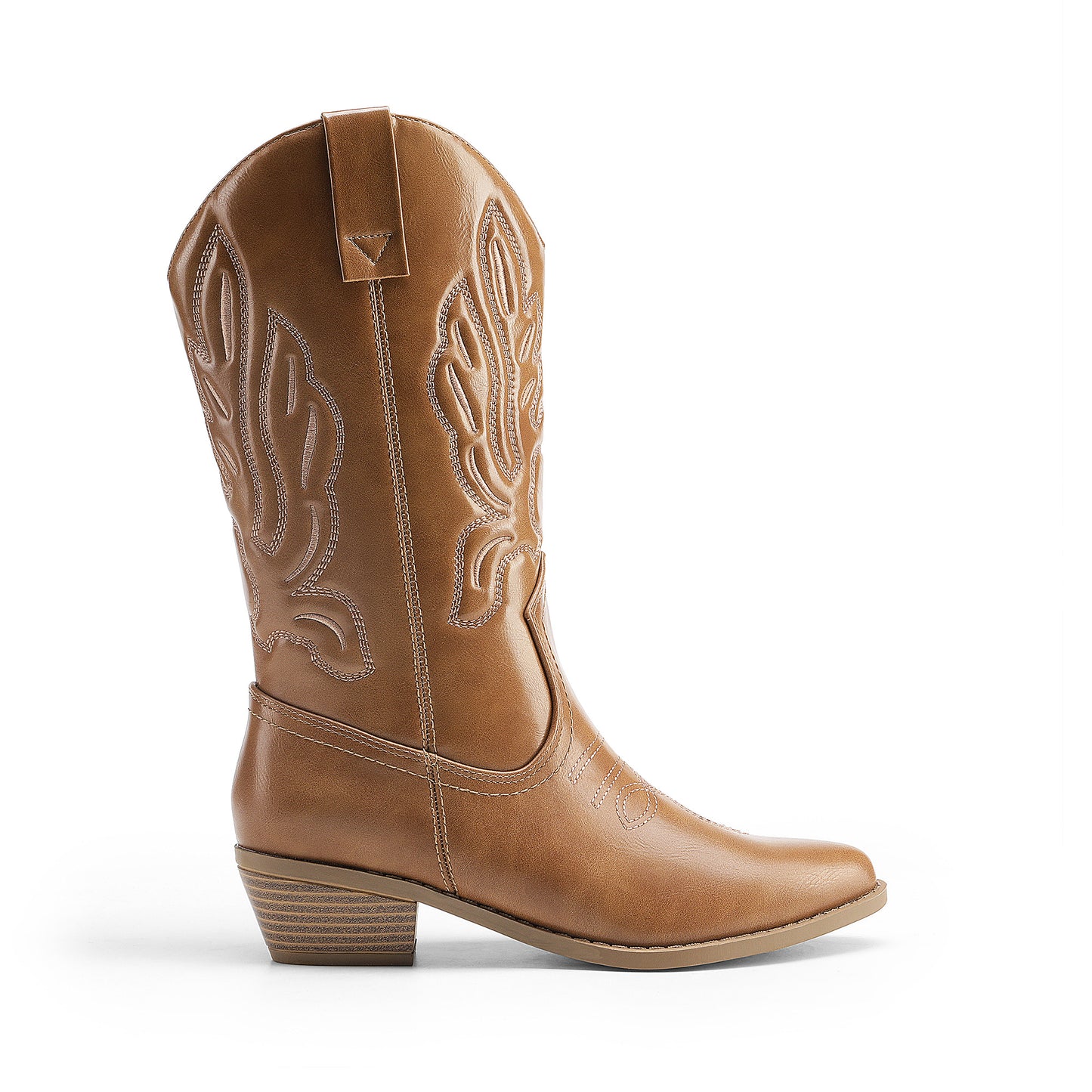 Women's Cowboy Boots Mid Calf Cowgirl Boots Embroidery Stitched Western Boots