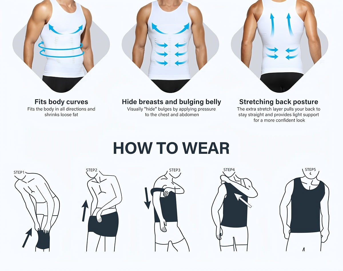 6pcs Casey Kevin Compression Tank Tops Men Body Shaper Vest, Athletic Mens Shapewear Muscle Shirts for Men, Tight Body Shaper Tummy Control Mens Undershirts, Highly Elastic Mens Workout Tank Tops, Breathable Gym Tank Tops for Men