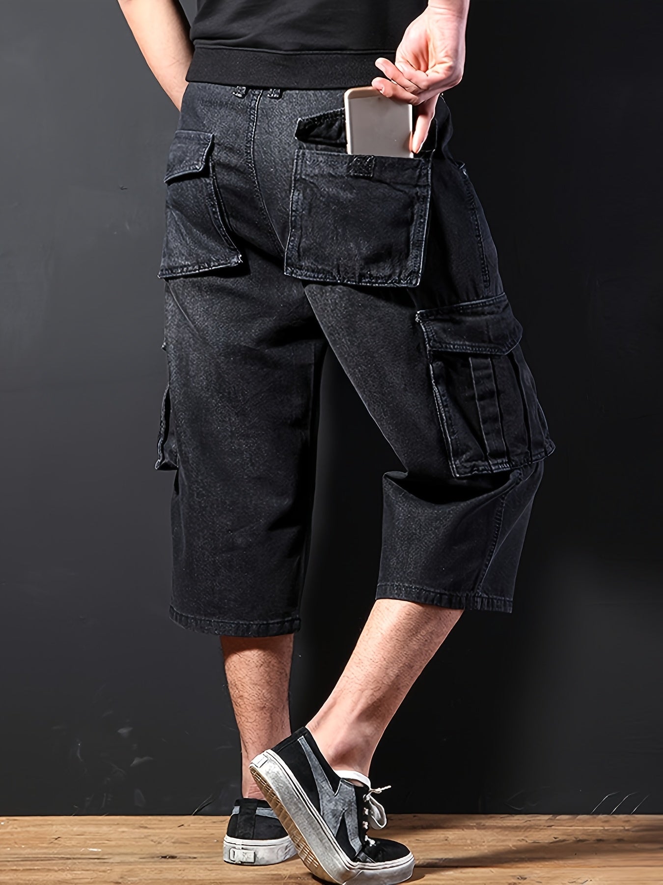 Men'S Loose Fit Multi- Work Outdoor Casual Denim Cargo Shorts