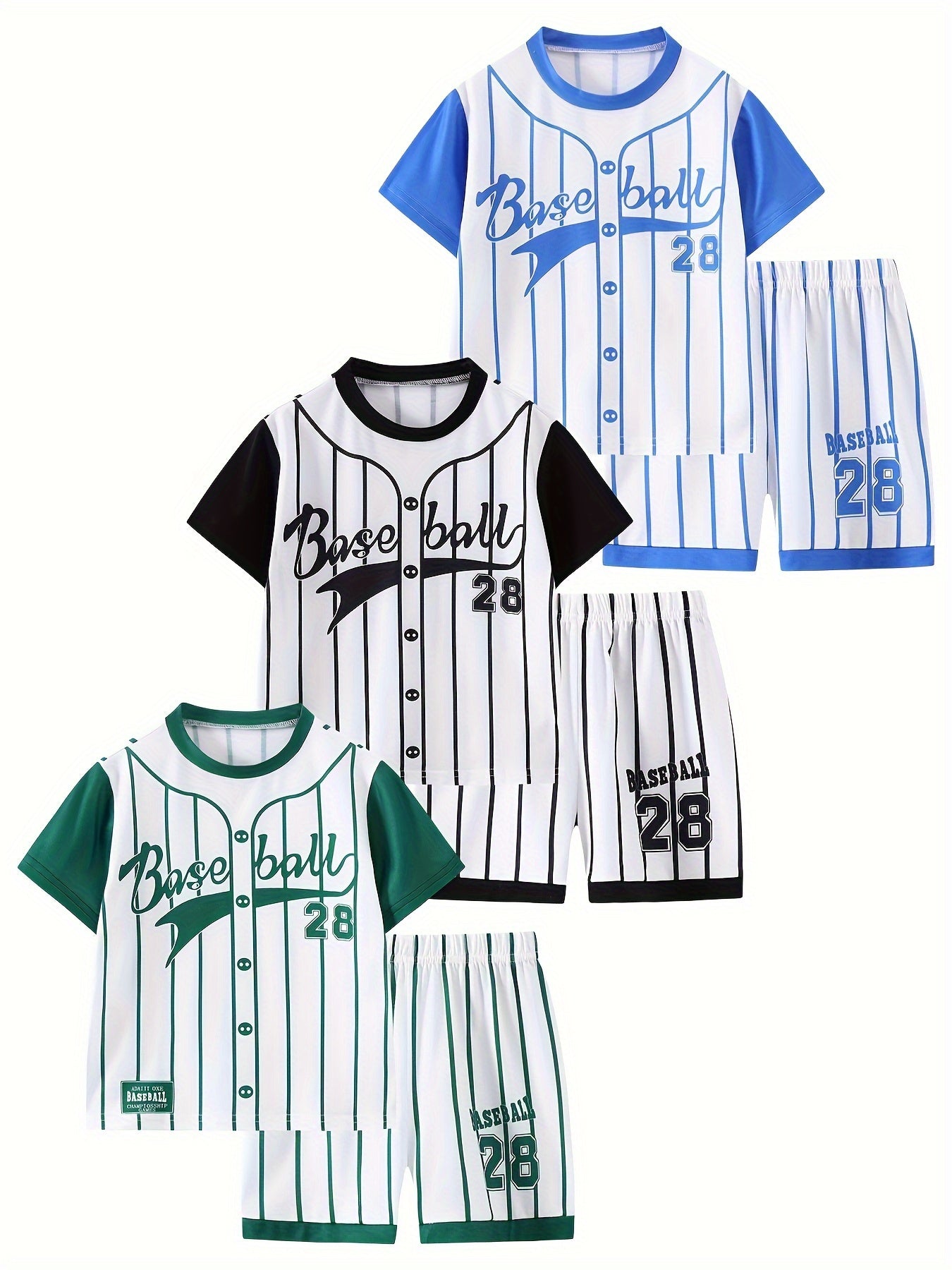 6pcs Boys' Summer Short-Sleeved Set for 4-Year-Olds, New Style for 8-Year-Olds. Includes Shorts And T-Shirts. Breathable, Comfortable, Sporty And Casual. Suitable for Outdoor Activities. Trendy Boys' Wear