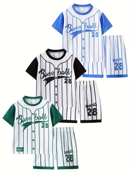 6pcs Boys' Summer Short-Sleeved Set for 4-Year-Olds, New Style for 8-Year-Olds. Includes Shorts And T-Shirts. Breathable, Comfortable, Sporty And Casual. Suitable for Outdoor Activities. Trendy Boys' Wear