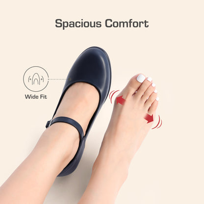 Women's Chunky Low Block Heels Mary Jane Closed Toe Work Pumps Comfortable Round Toe Dress Wedding Shoes