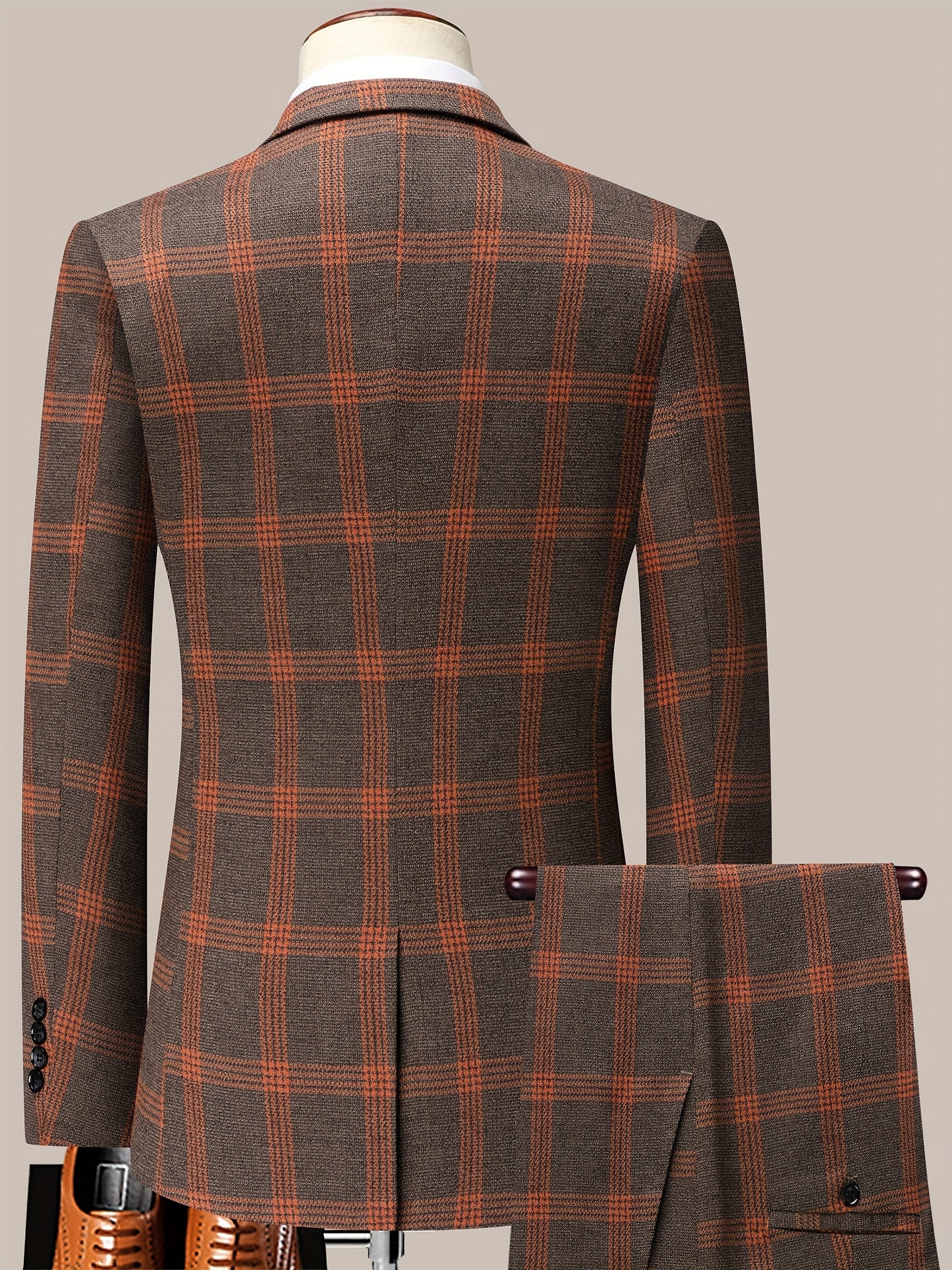 The Latest Men's Plaid Suit Two-piece Four-season Men's Size Slim-fit Two-piece Wedding Banquet Dress Business Casual