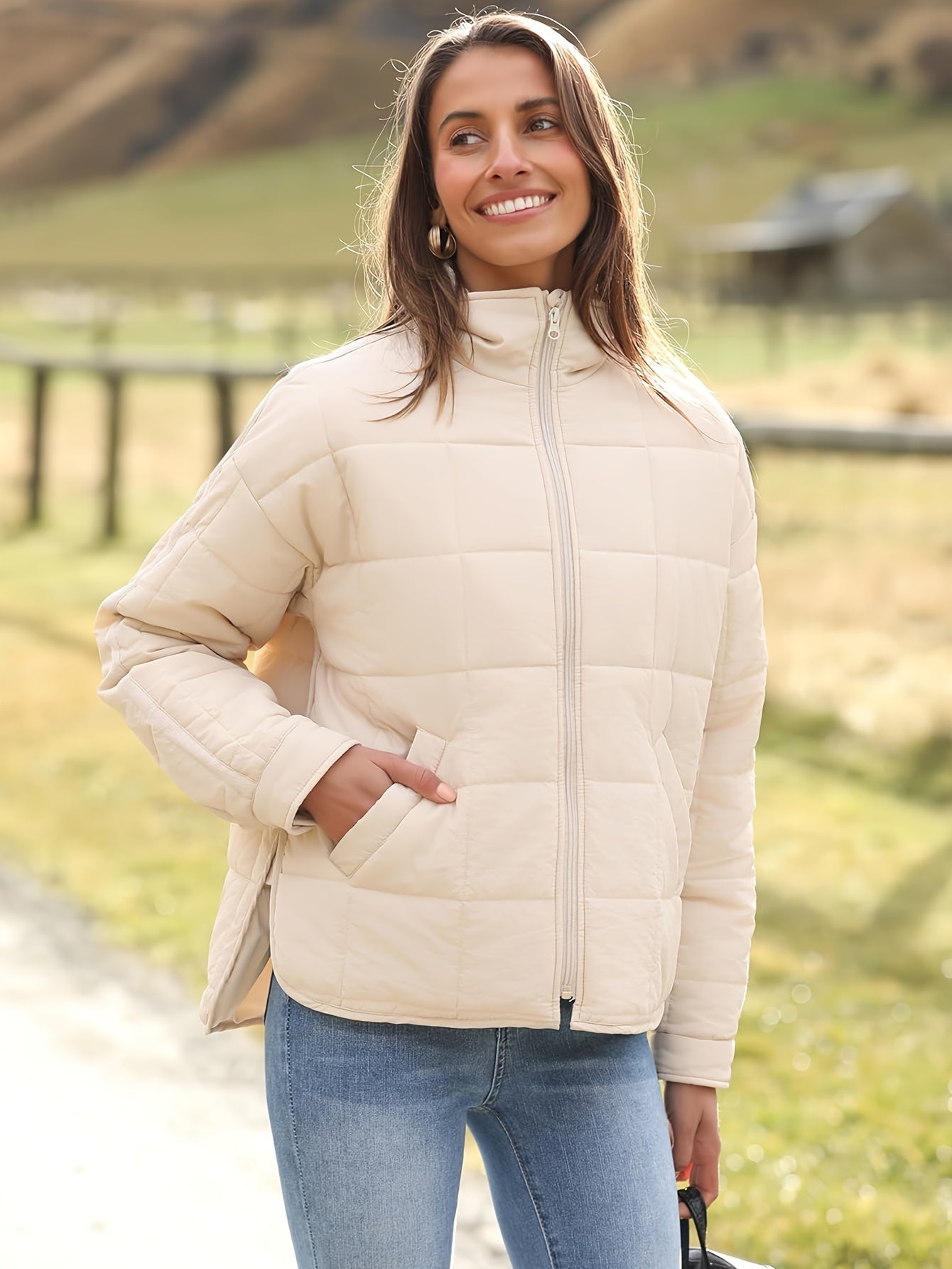 Buoniyk Women's Oversized Splice Quilted Lightweight Puffer Jacket Casual Padded Coat