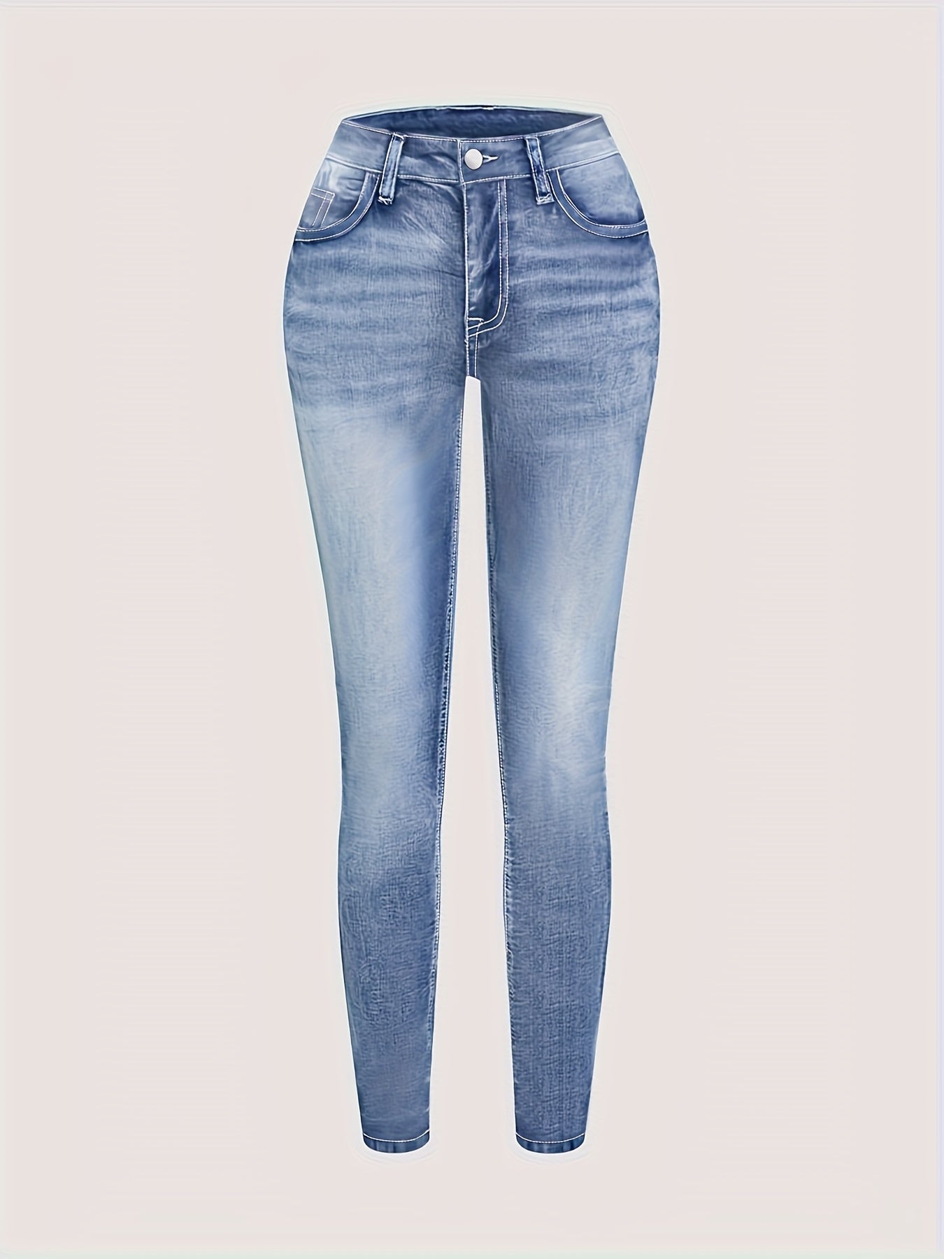 Women's Bright Steel Blue Denim High-Waist Slim-Fit Jeans - product view 11