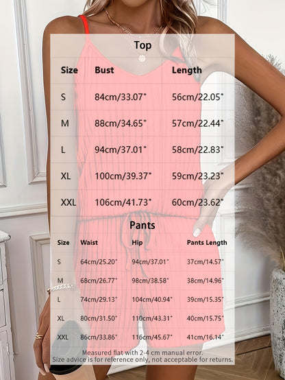 Women's Versatile Ribbed Solid Color Vest Top with Casual Shorts 2pcs Set