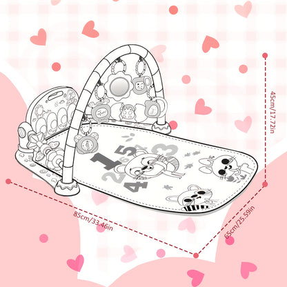 Baby Play Mat Baby Gym, Funny Play Piano Tummy Time Baby Activity Mat with 5 Infant Sensory Baby Toys, Music And Lights Boy & Girl Gifts