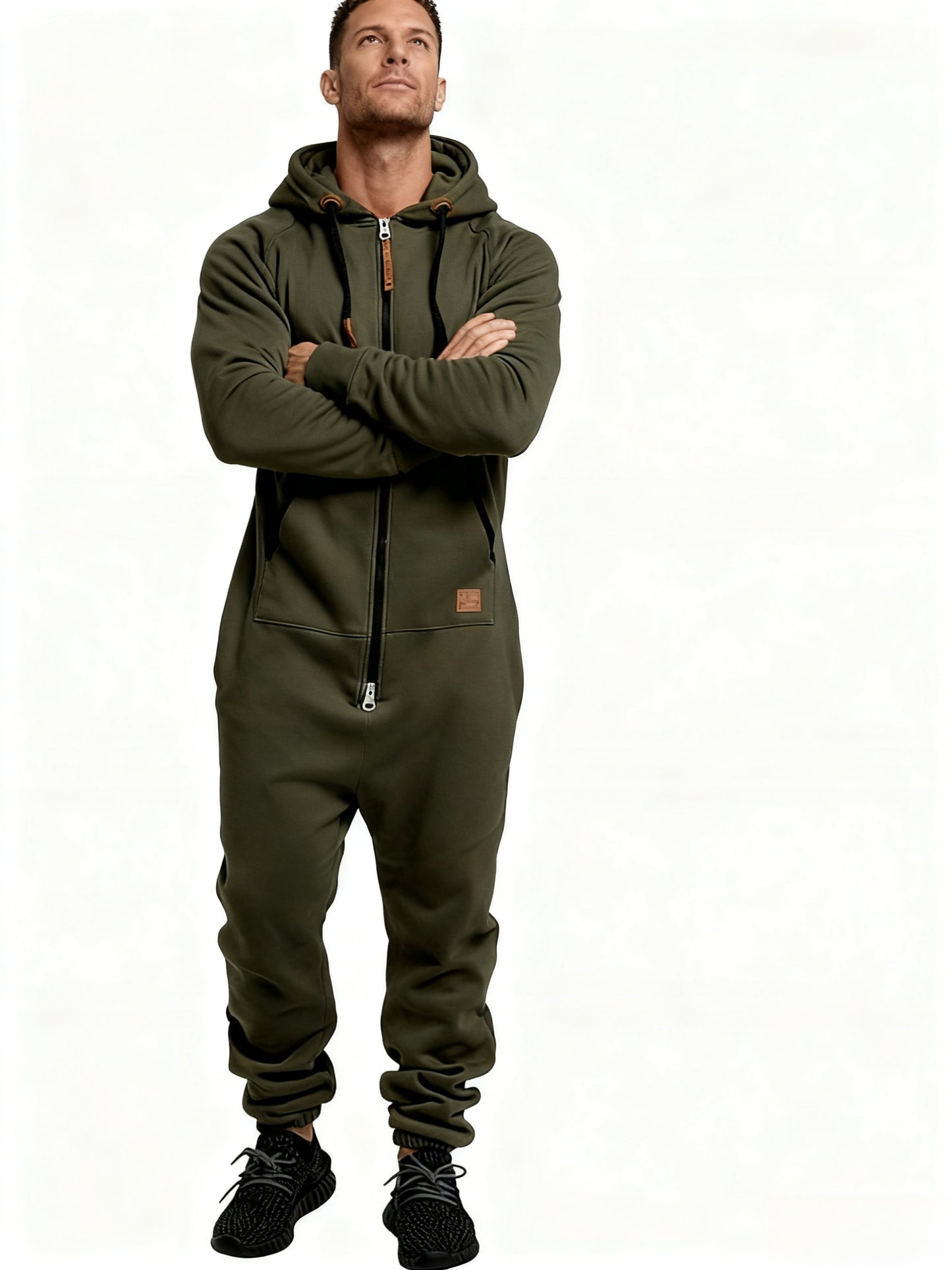 Autumn And Winter New Men's Hooded Jumpsuit, Pure Color Matching Fashionable Casual Jumpsuit, Coveralls, Essential for Home And Out, Is A Good Gift for People, Enjoy Discounts