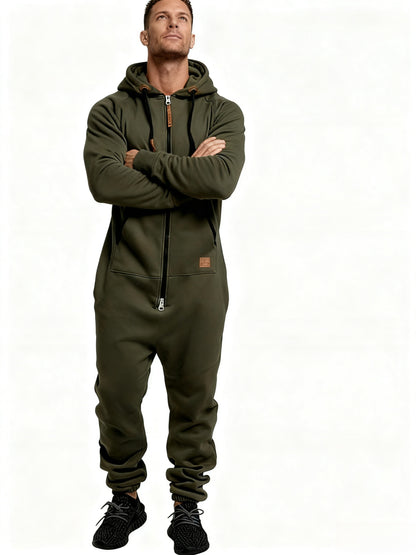 Autumn And Winter New Men's Hooded Jumpsuit, Pure Color Matching Fashionable Casual Jumpsuit, Coveralls, Essential for Home And Out, Is A Good Gift for People, Enjoy Discounts
