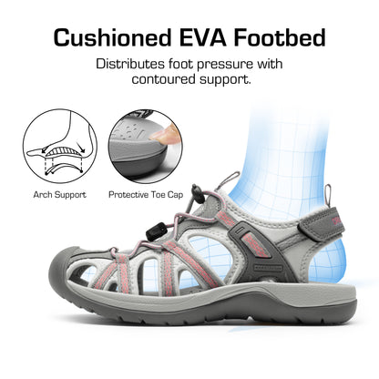 Women's Hiking Sandals Adventurous Summer Sports Shoes Outdoor Quick-Dry Comfortable Protective Toe Cap Supportive & Slip-Resistant Adjustable Fit Sandals Women Ladies