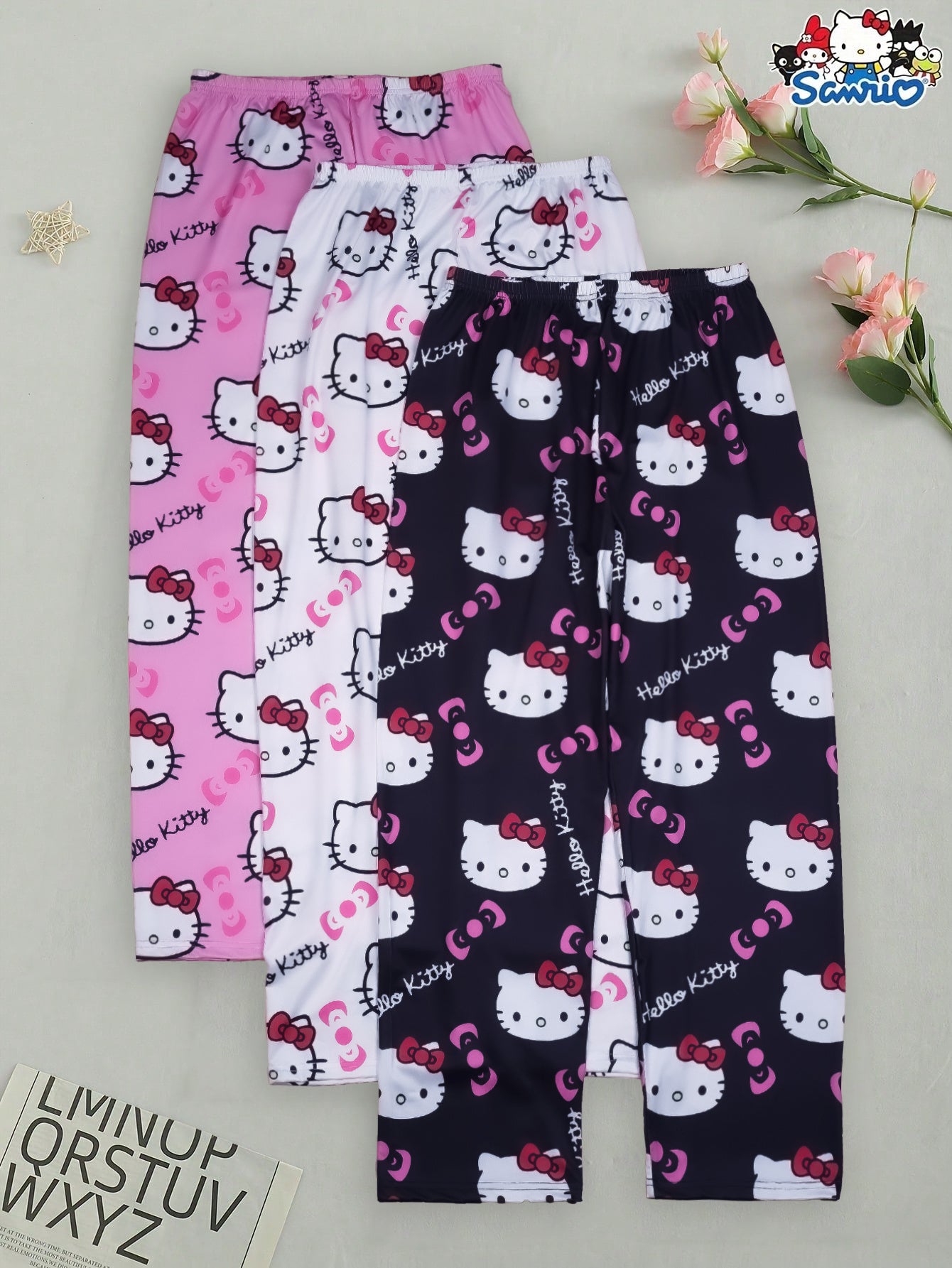 3pcs Hello Kitty Pajamas Pants Sanrio Anime Women's Pajama Pants Cartoon Couple Home Sleepwear Trousers Leisure Home Clothing