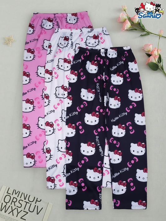 3pcs Hello Kitty Pajamas Pants Sanrio Anime Women's Pajama Pants Cartoon Couple Home Sleepwear Trousers Leisure Home Clothing