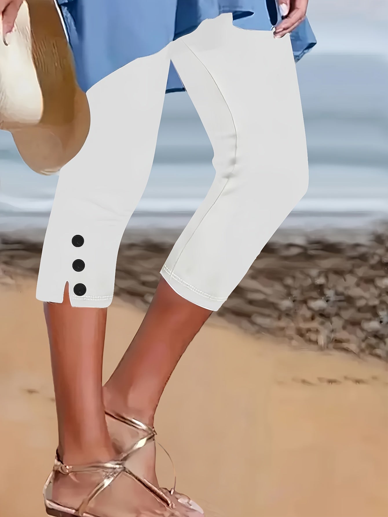 Women's Black+Light White Polyester Leggings - product view 9