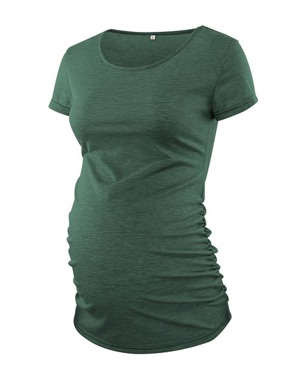 Women's Maternity Classic Side Ruched T-Shirt Tops Mama Pregnancy Clothes