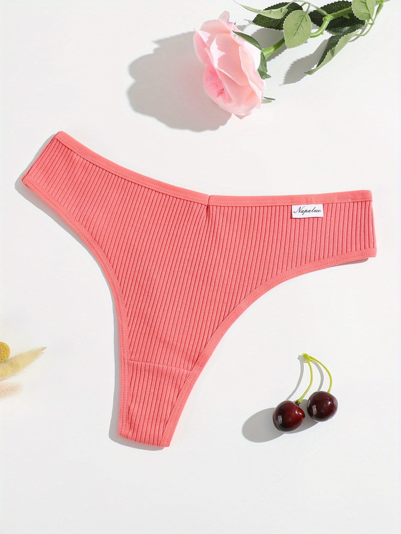 16pcs Set of Women'S Thongs Made from Soft, Breathable in Solid Colors